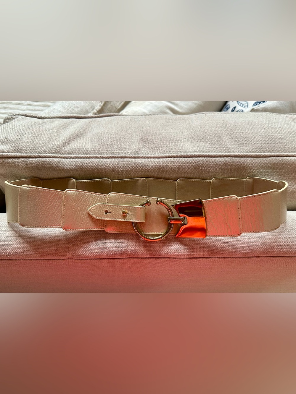 Wide Gold Belt with Gold Ring Buckle